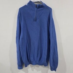 346 Brooks Brothers Mens Quarter Zip Sweater Size XXL Cotton Blue